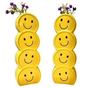 🙂🙂Yellow Happy Face Emoji Ceramic Vase - Y2K, Kids Decor, Dorm Room, Kitchen